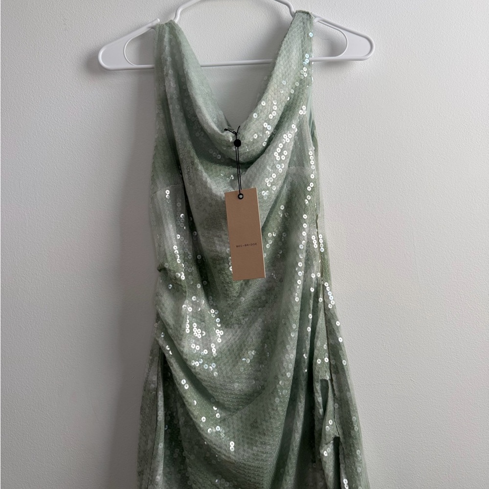 Bec & Bridge Sage Green One-Shoulder Sequin Dress
